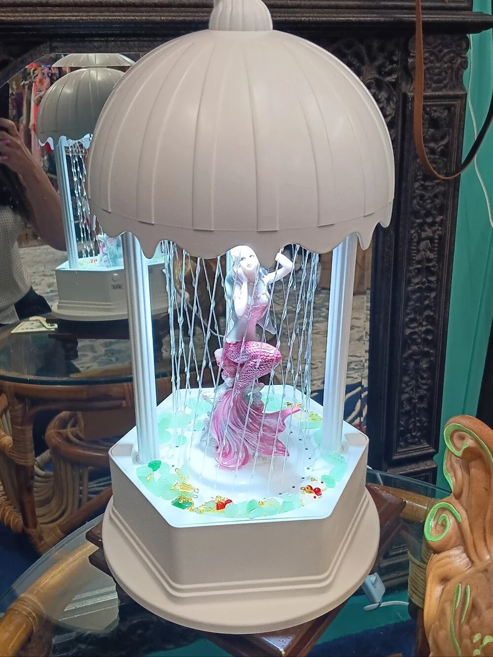 Oil Rain Lamp With Mermaid Centerpiece Swag Light Whimsical